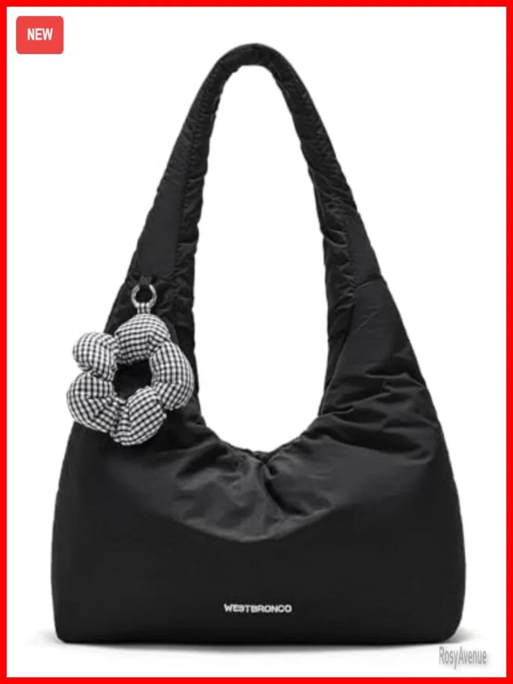 Puffer Hobo Shoulder Bag Medium Laptop Tote with Charm